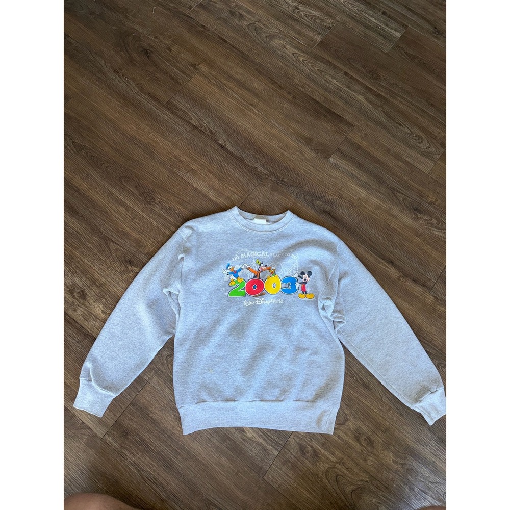 Vintage 2003 Disney World Mickey Mouse Kids Sweatshirt Gray Crewneck